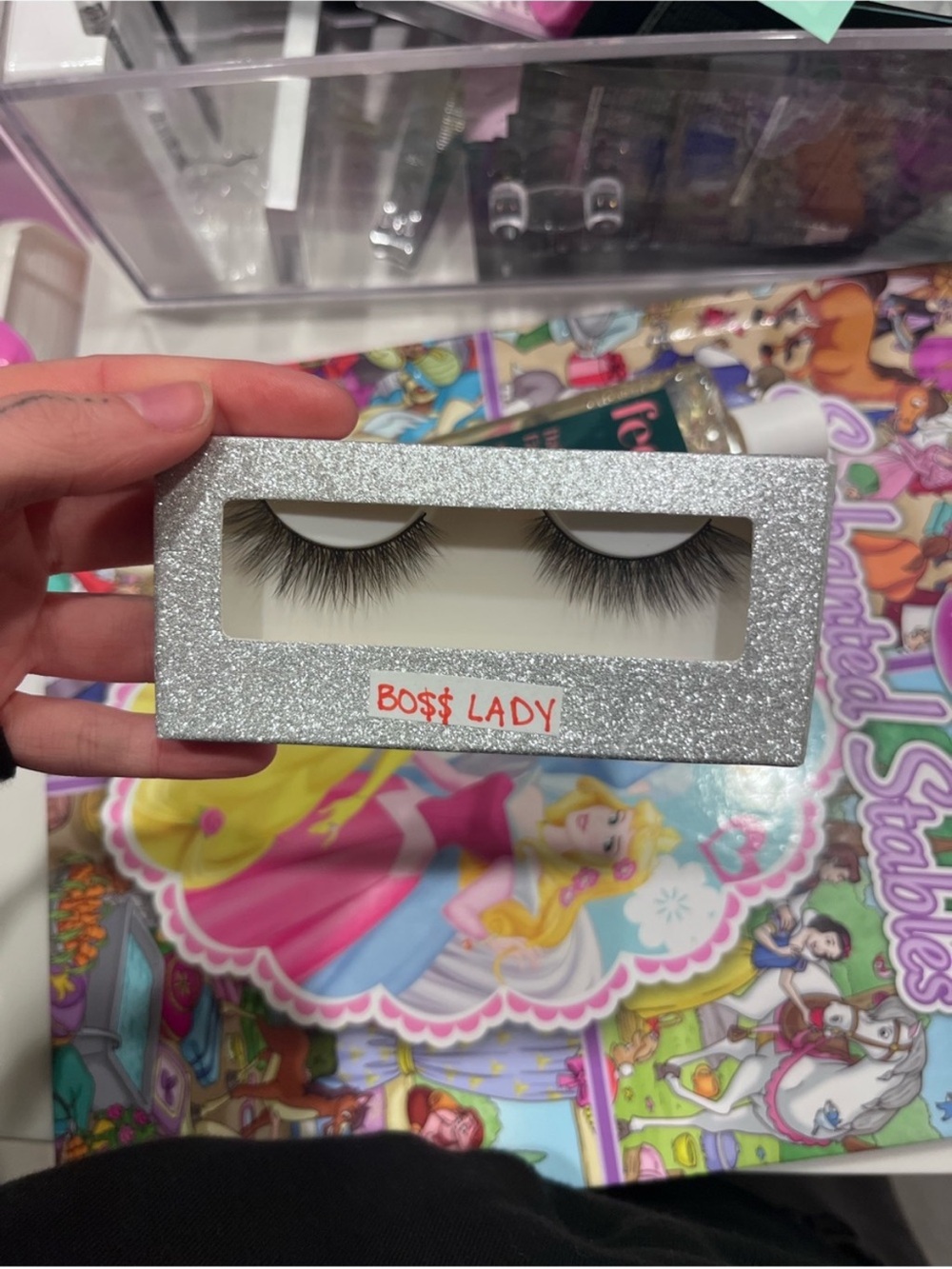 Silver Glitter False Eyelashes - Dramatic Black Lashes